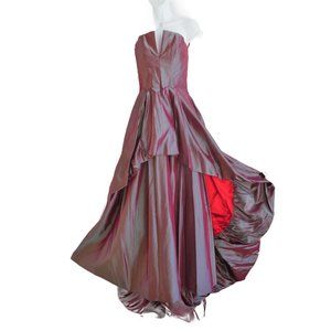Jessica McClintock Millennium 2000 Taffeta Iridescent Gown Tulle Corset USA 6 M